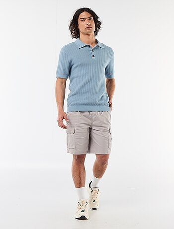 Polo in maglia effetto tricot