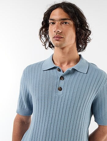 Polo in maglia effetto tricot