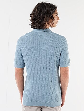 Polo in maglia effetto tricot