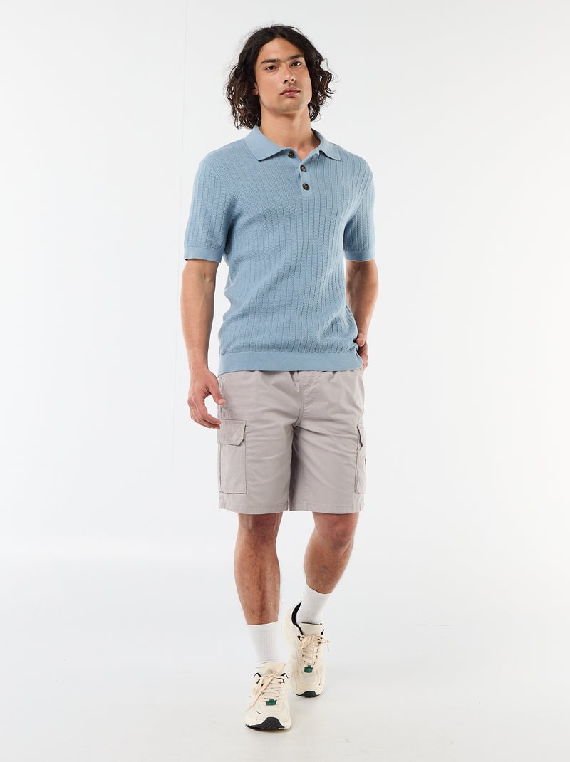 Polo in maglia effetto tricot Blu - Kiabi