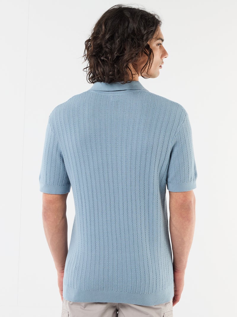 Polo in maglia effetto tricot Blu - Kiabi