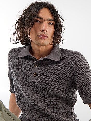 Polo in maglia effetto tricot