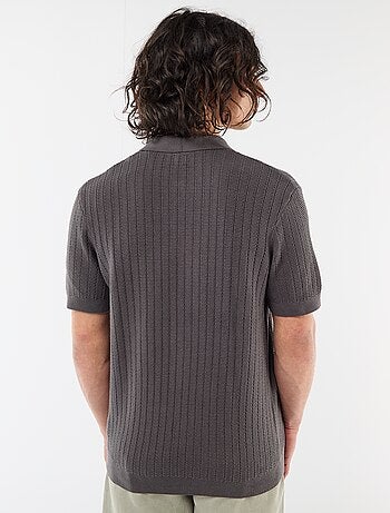 Polo in maglia effetto tricot