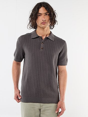 Polo in maglia effetto tricot