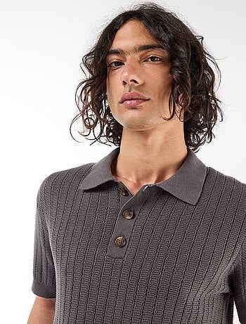 Polo in maglia effetto tricot
