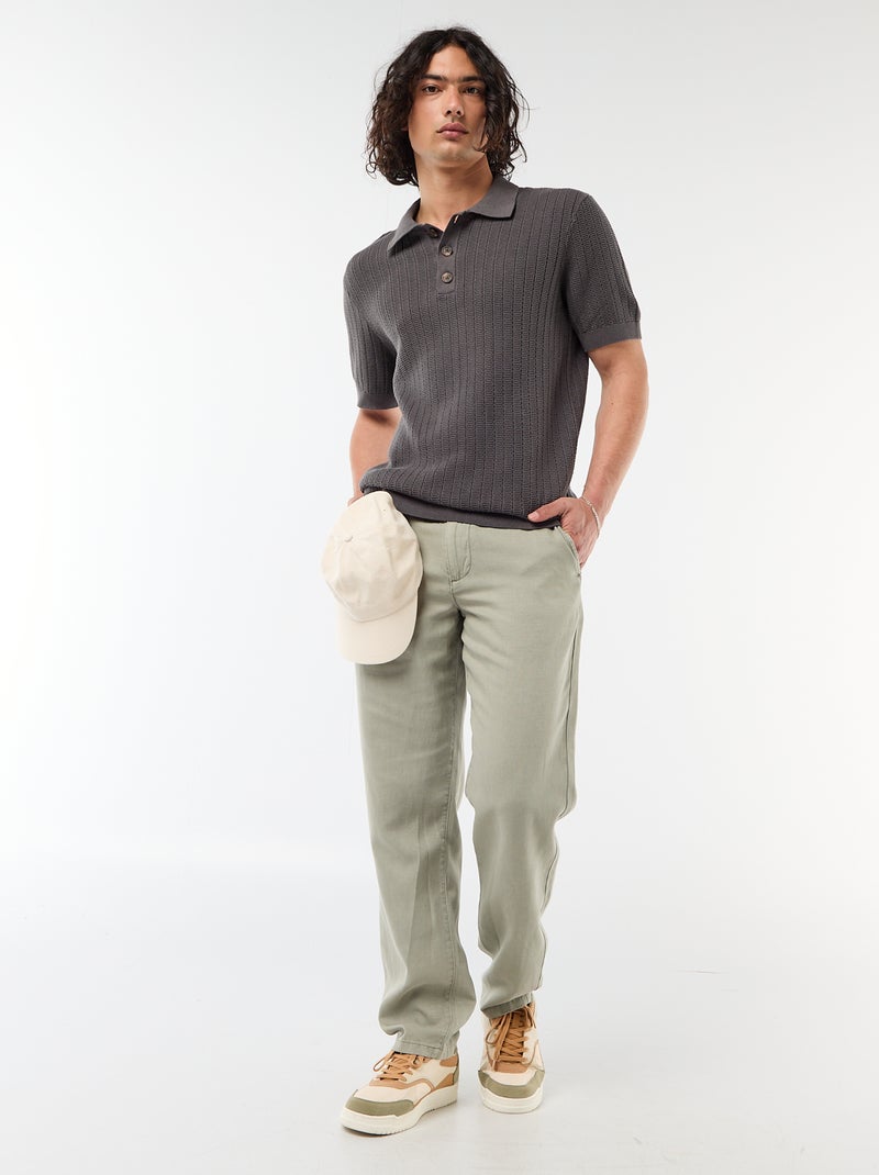 Polo in maglia effetto tricot Grigio - Kiabi