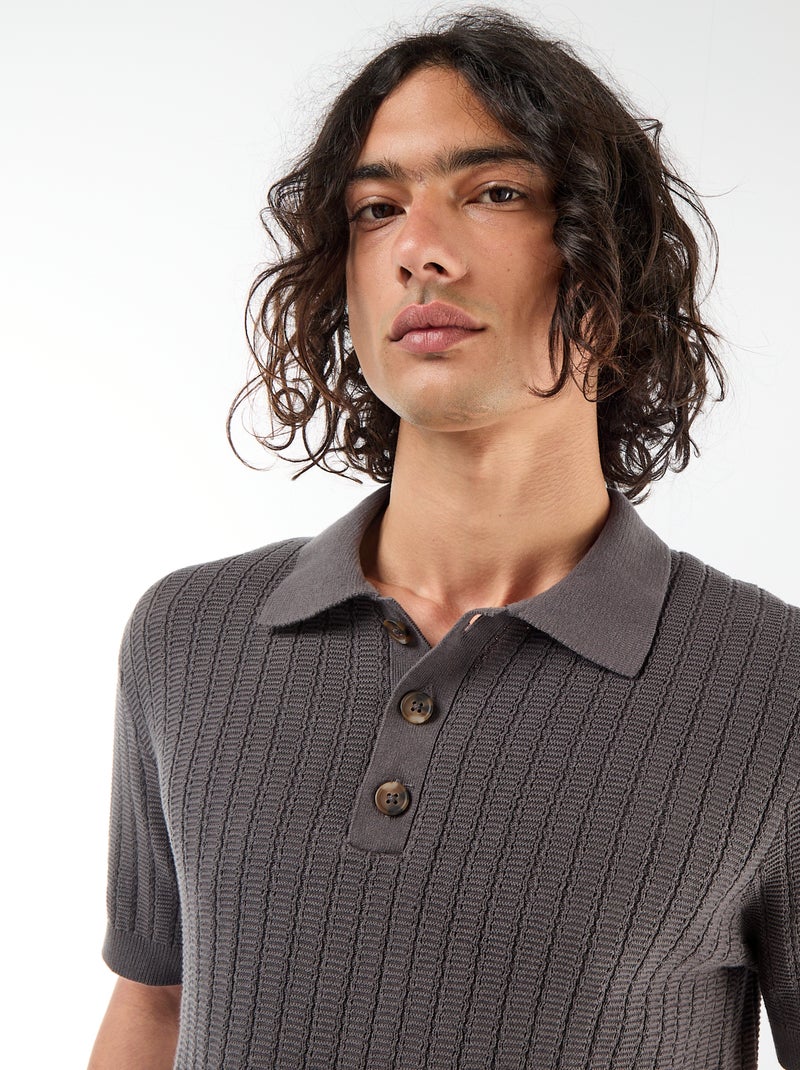 Polo in maglia effetto tricot Grigio - Kiabi