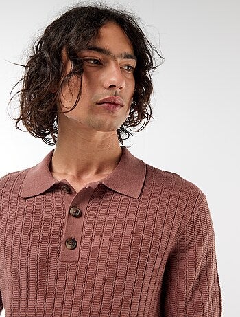 Polo in maglia effetto tricot