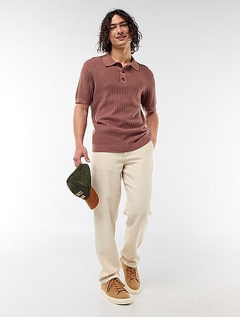 Polo in maglia effetto tricot