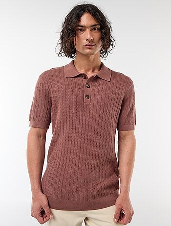Polo in maglia effetto tricot