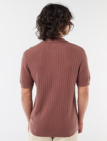 Polo in maglia effetto tricot