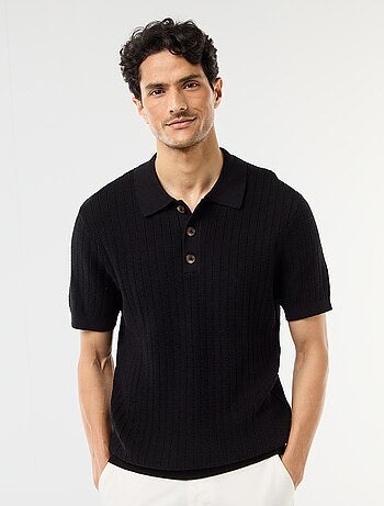 Polo in maglia effetto tricot