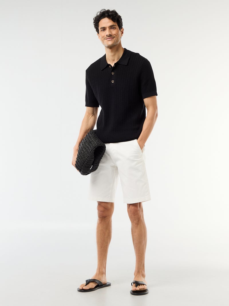Polo in maglia effetto tricot Nero - Kiabi