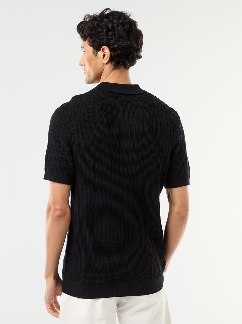 Polo in maglia effetto tricot Nero - Kiabi