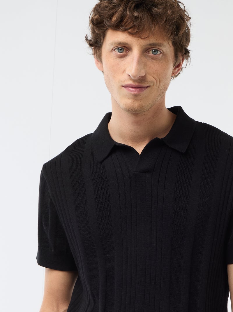 Polo in maglia effetto tricot Nero - Kiabi