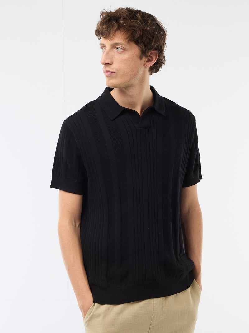 Polo in maglia effetto tricot Nero - Kiabi