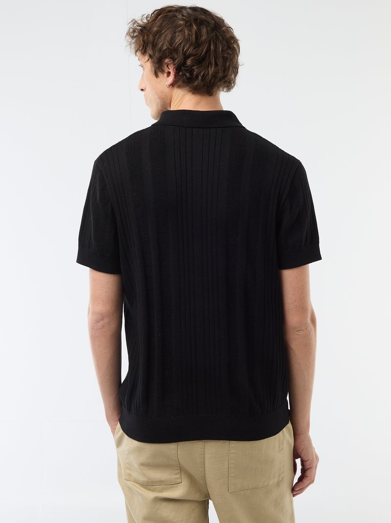 Polo in maglia effetto tricot Nero - Kiabi