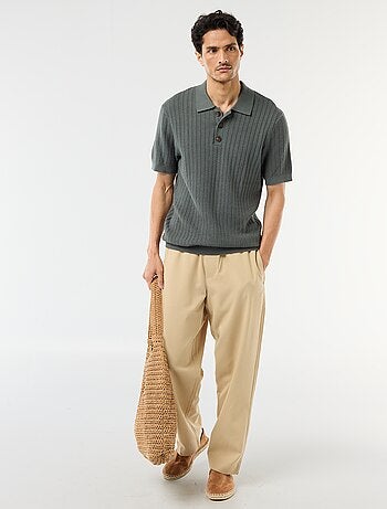 Polo in maglia effetto tricot