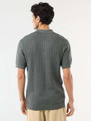Polo in maglia effetto tricot