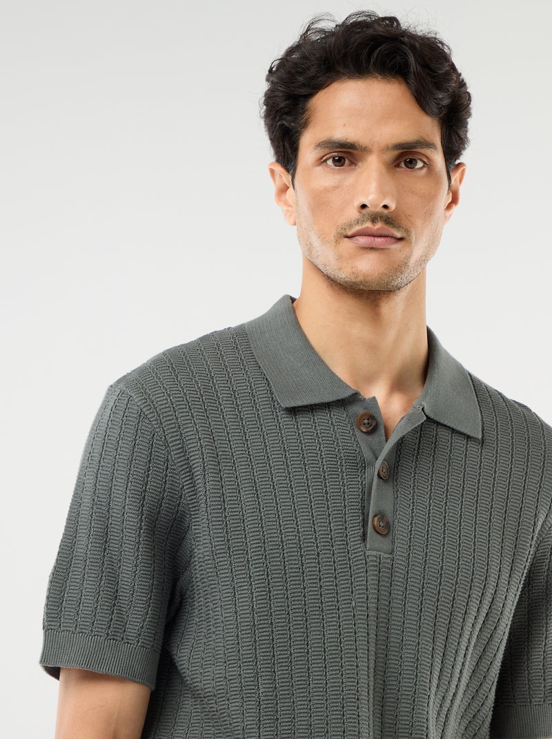 Polo in maglia effetto tricot Verde - Kiabi