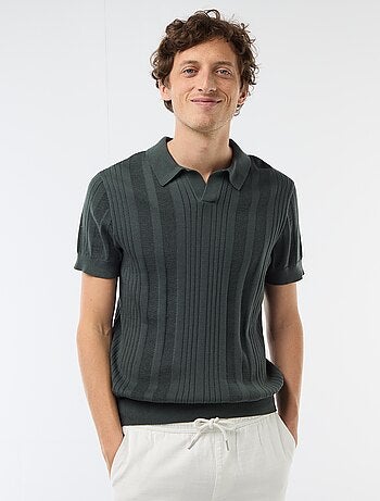 Polo in maglia effetto tricot