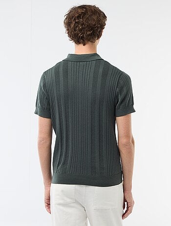 Polo in maglia effetto tricot