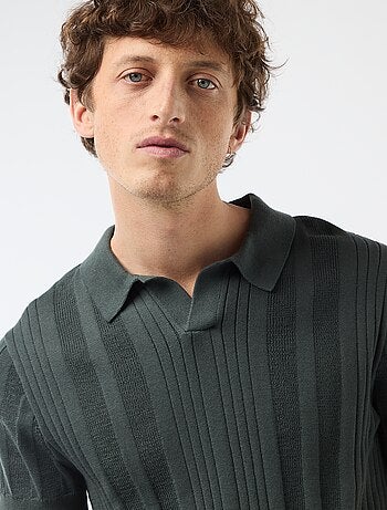 Polo in maglia effetto tricot