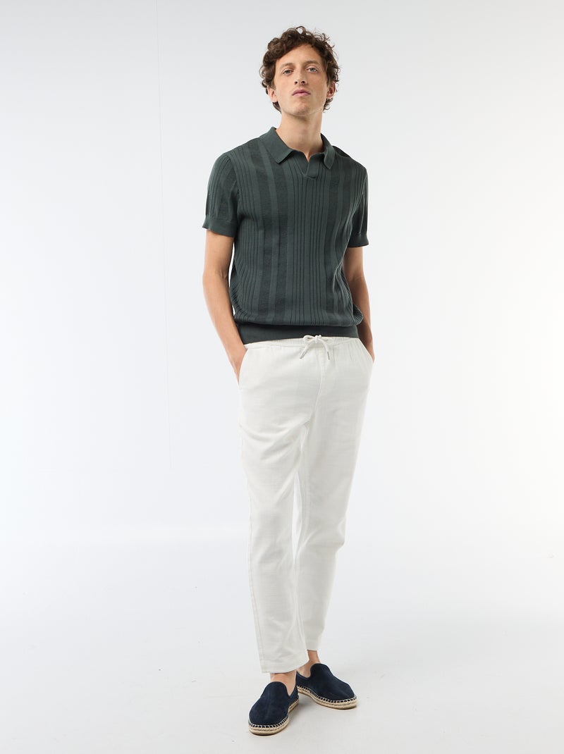 Polo in maglia effetto tricot Verde - Kiabi