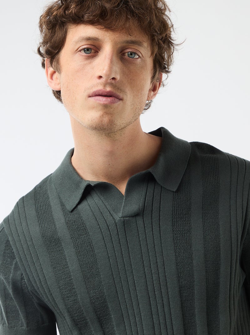 Polo in maglia effetto tricot Verde - Kiabi