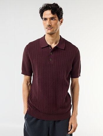 Polo in maglia effetto tricot