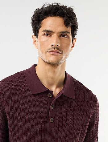 Polo in maglia effetto tricot