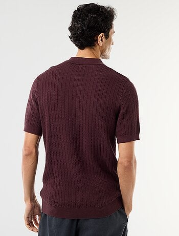 Polo in maglia effetto tricot
