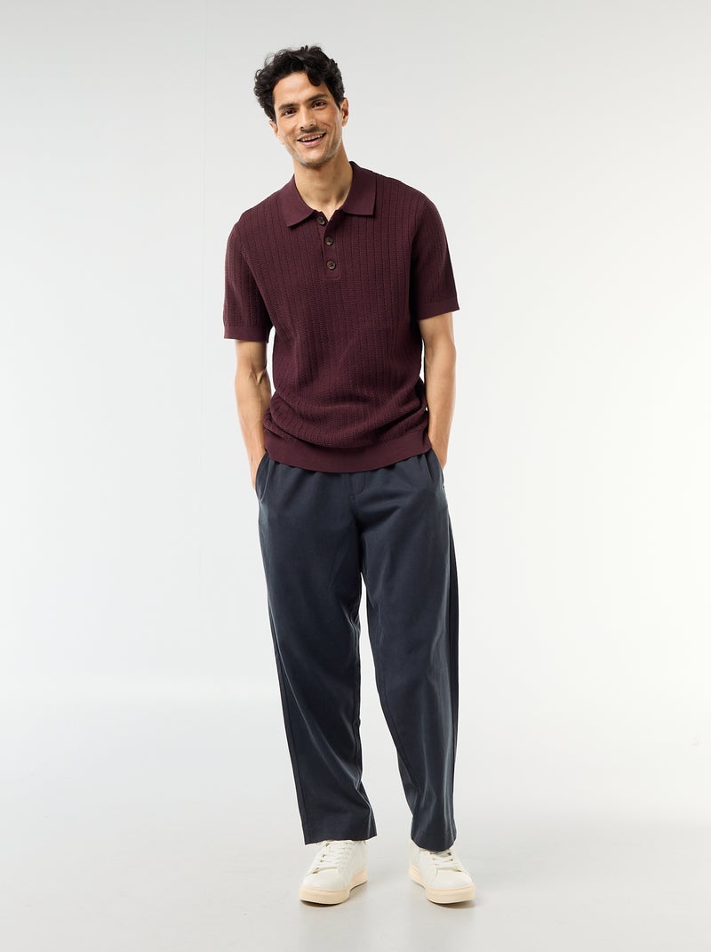 Polo in maglia effetto tricot Viola - Kiabi