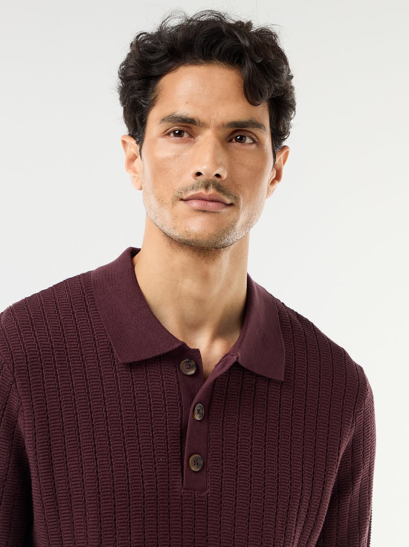 Polo in maglia effetto tricot Viola - Kiabi
