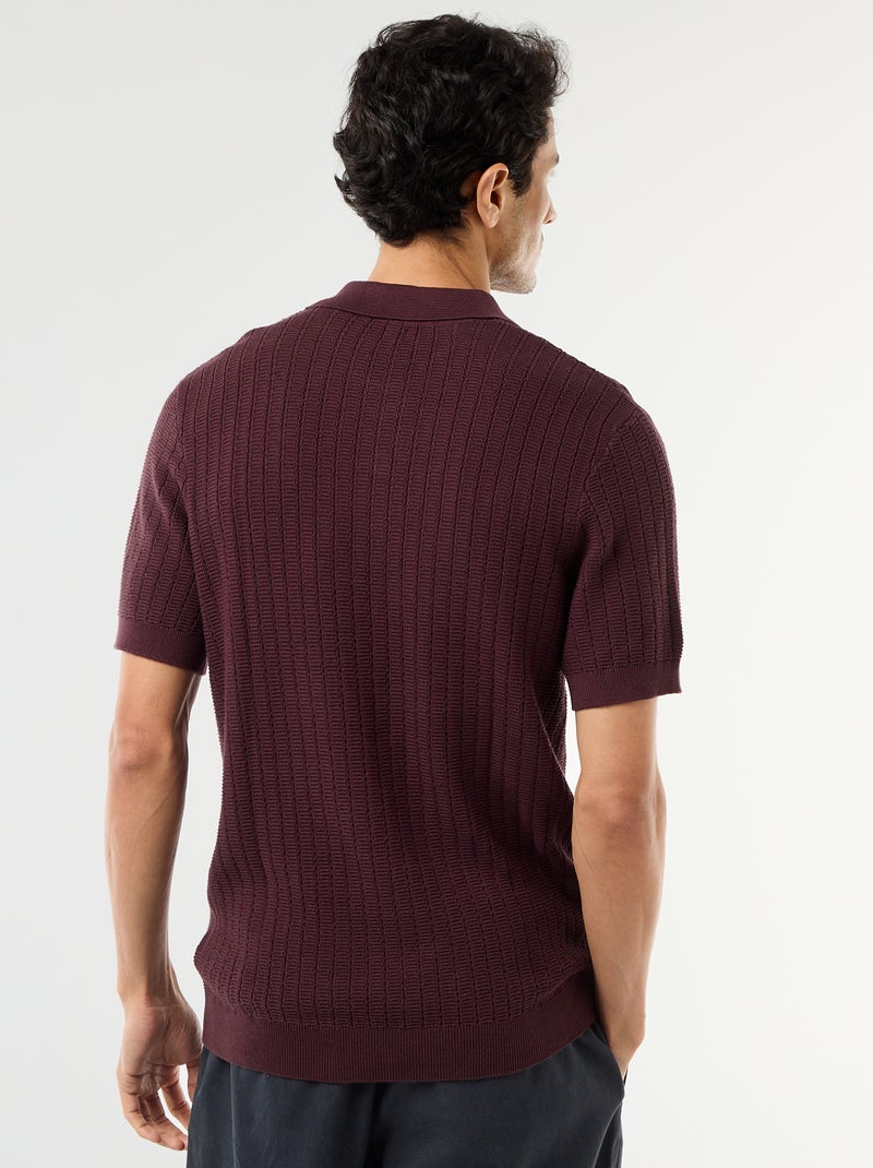 Polo in maglia effetto tricot Viola - Kiabi