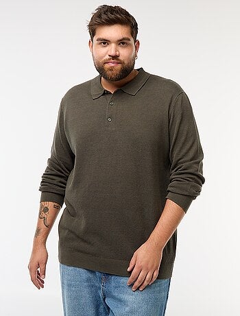 Polo in maglia fantasia a maniche lunghe