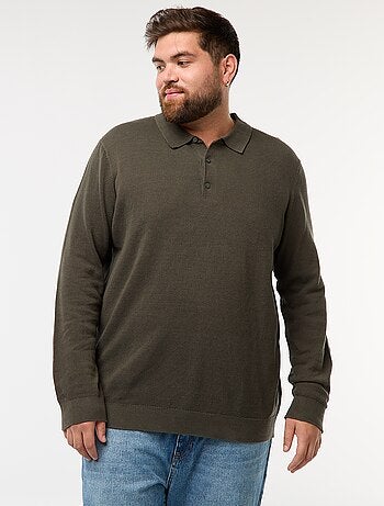 Polo in maglia fantasia a maniche lunghe