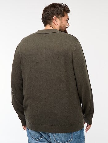 Polo in maglia fantasia a maniche lunghe