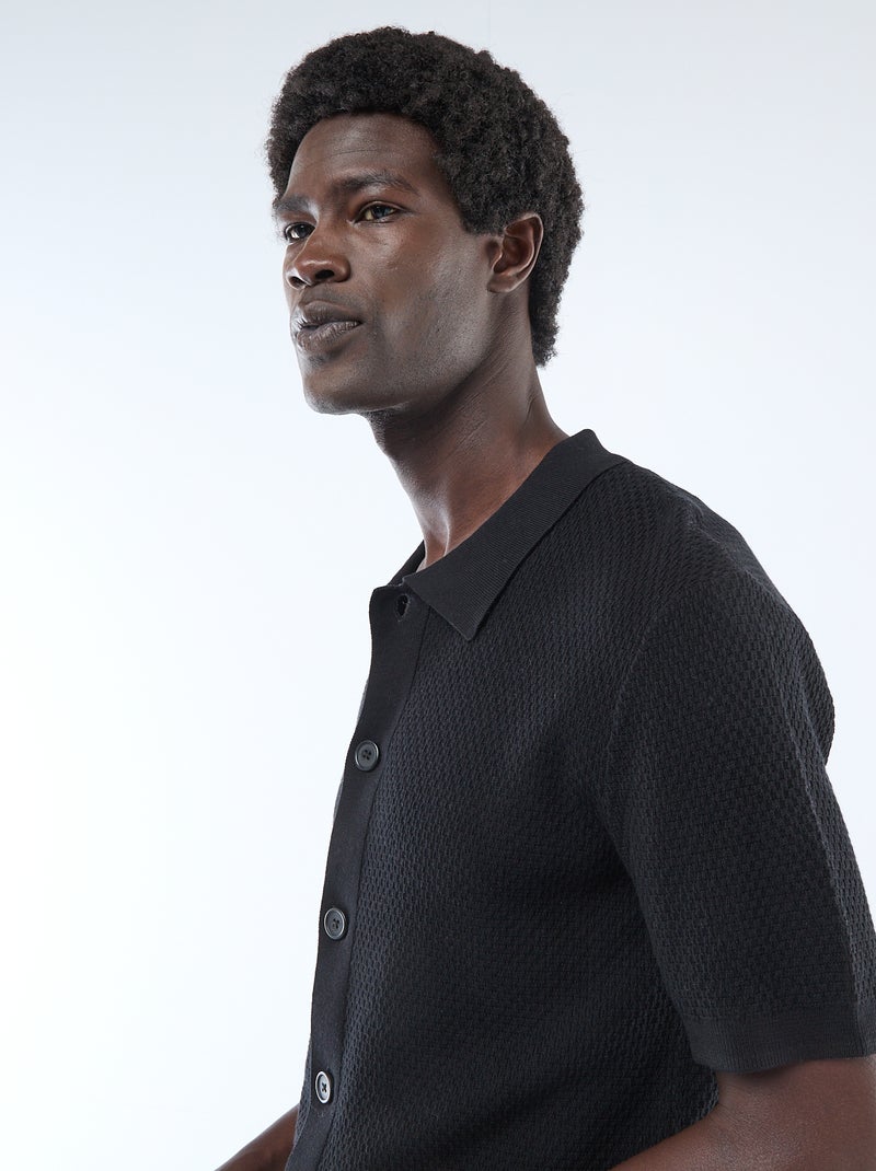 Polo in maglia goffrata Nero - Kiabi