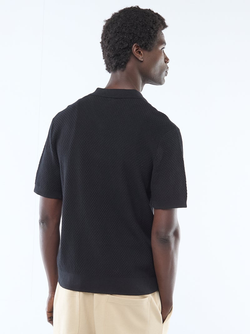 Polo in maglia goffrata Nero - Kiabi