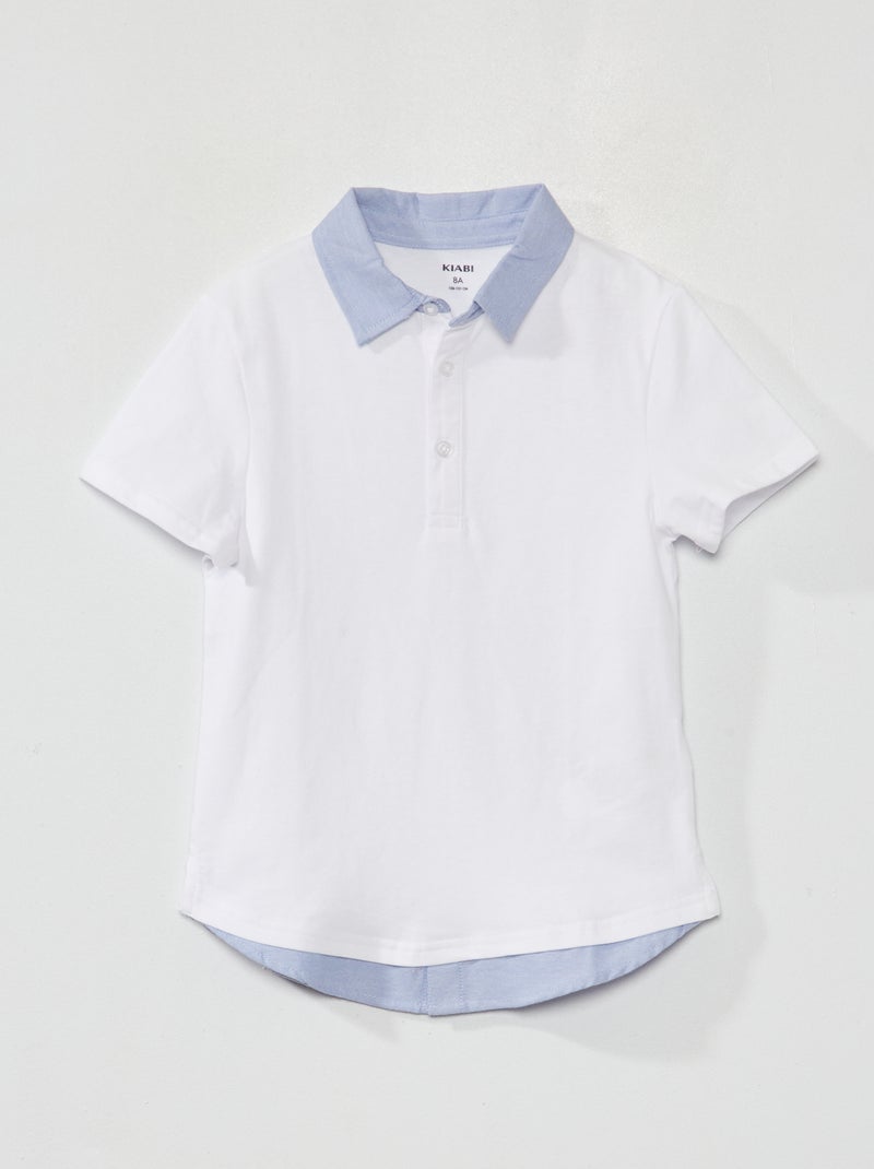 Polo in maglia jersey effetto 2 in 1 Bianco - Kiabi