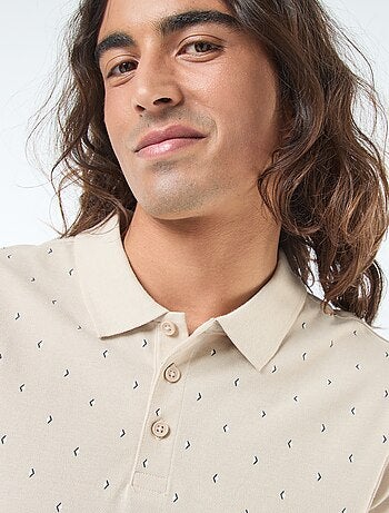 Polo in maglia piqué a maniche corte con motivo