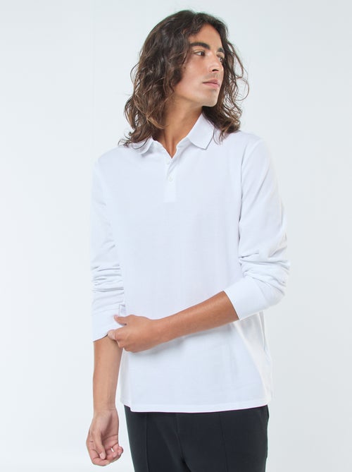 Polo in maglia piqué a maniche lunghe tinta unita - Kiabi