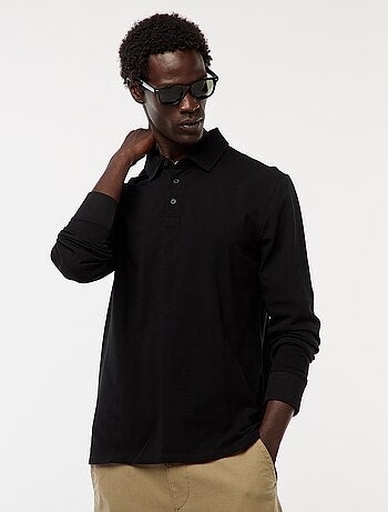 Polo in maglia piqué a maniche lunghe tinta unita