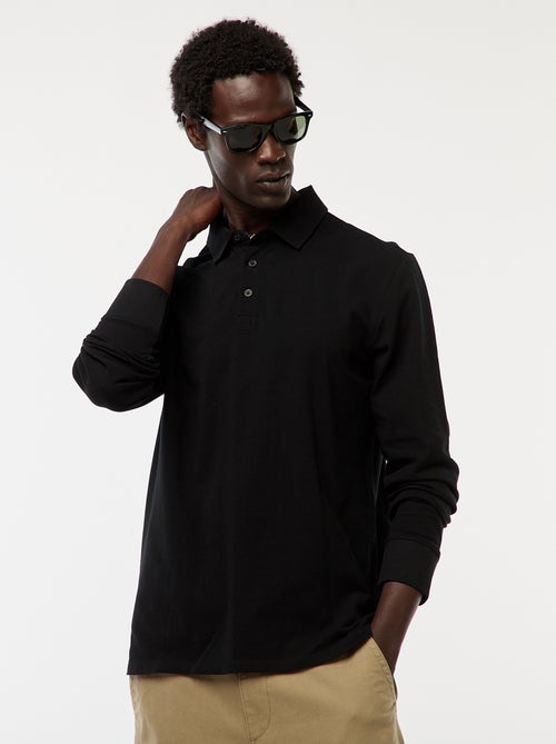 Polo in maglia piqué a maniche lunghe tinta unita - Kiabi