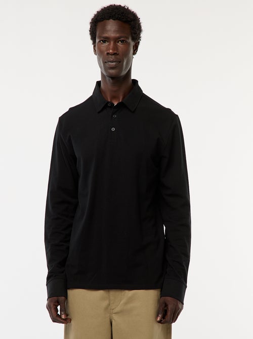Polo in maglia piqué a maniche lunghe tinta unita - Kiabi