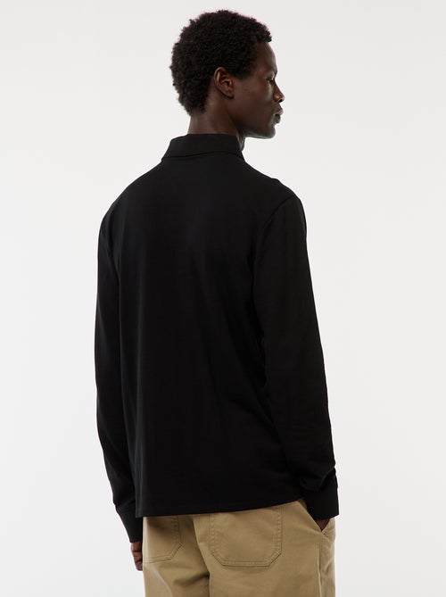 Polo in maglia piqué a maniche lunghe tinta unita - Kiabi