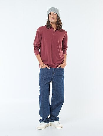 Polo in maglia piqué a maniche lunghe tinta unita