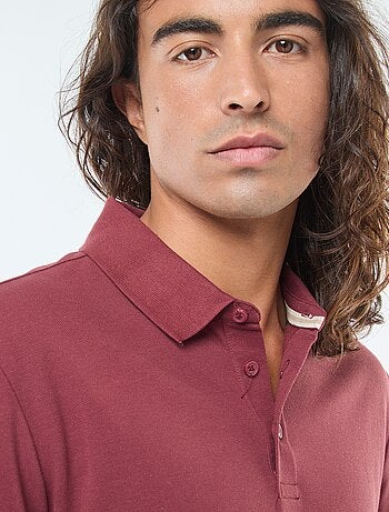 Polo in maglia piqué a maniche lunghe tinta unita