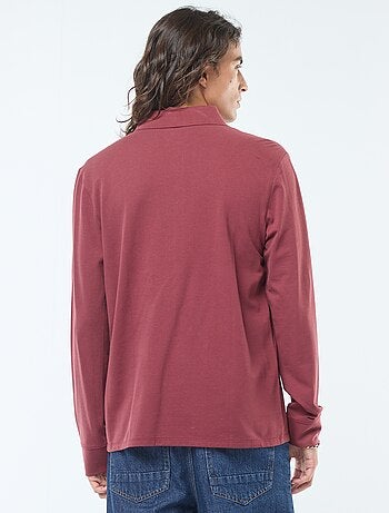 Polo in maglia piqué a maniche lunghe tinta unita
